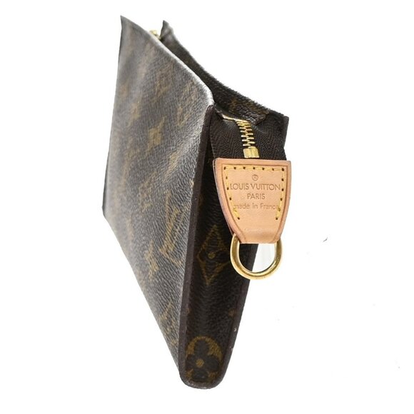 LOUIS VUITTON Logo BUCKET GM Pouch Bag Monogram Leather Brown France - Picture 3 of 13